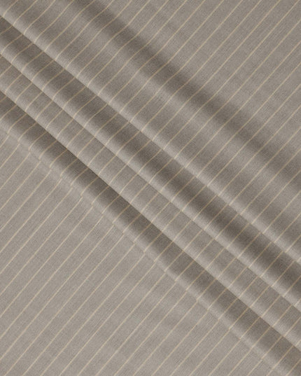 Beige Pinstripe Premium Super 140’s Italian All Wool Suiting Fabric, 150 cm Width, Made in Italy-D26750