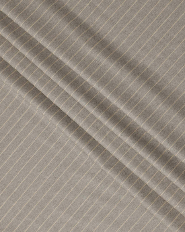Beige Pinstripe Premium Super 140’s Italian All Wool Suiting Fabric, 150 cm Width, Made in Italy-D26750