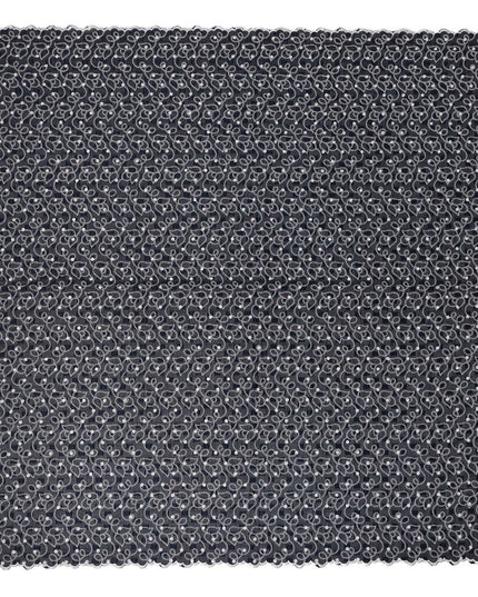 Black Traditional Sudanese Thobe Swiss Cotton Voile Embroidery Fabric 4.5 Mtrs Piece, 140 Cms, Switzerland-D27026