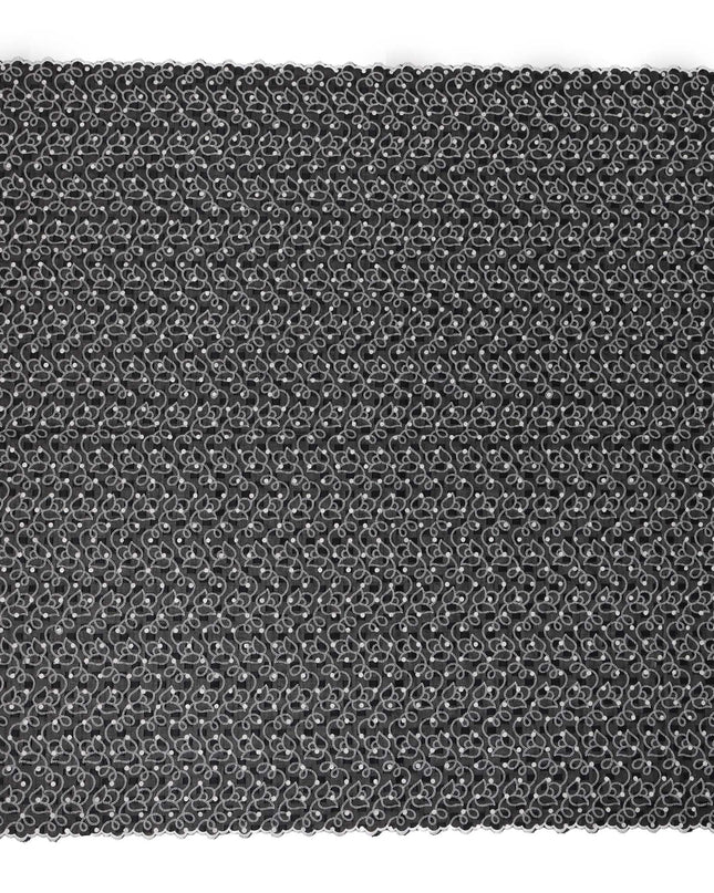 Black Traditional Sudanese Thobe Premium Swiss Cotton Voile Embroidery Fabric 4.5 Mtrs Piece, 140 Cms, Switzerland-D27027