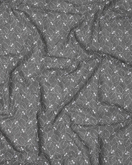 Black Traditional Sudanese Thobe Premium Swiss Cotton Voile Embroidery Fabric 4.5 Mtrs Piece, 140 Cms, Switzerland-D27028