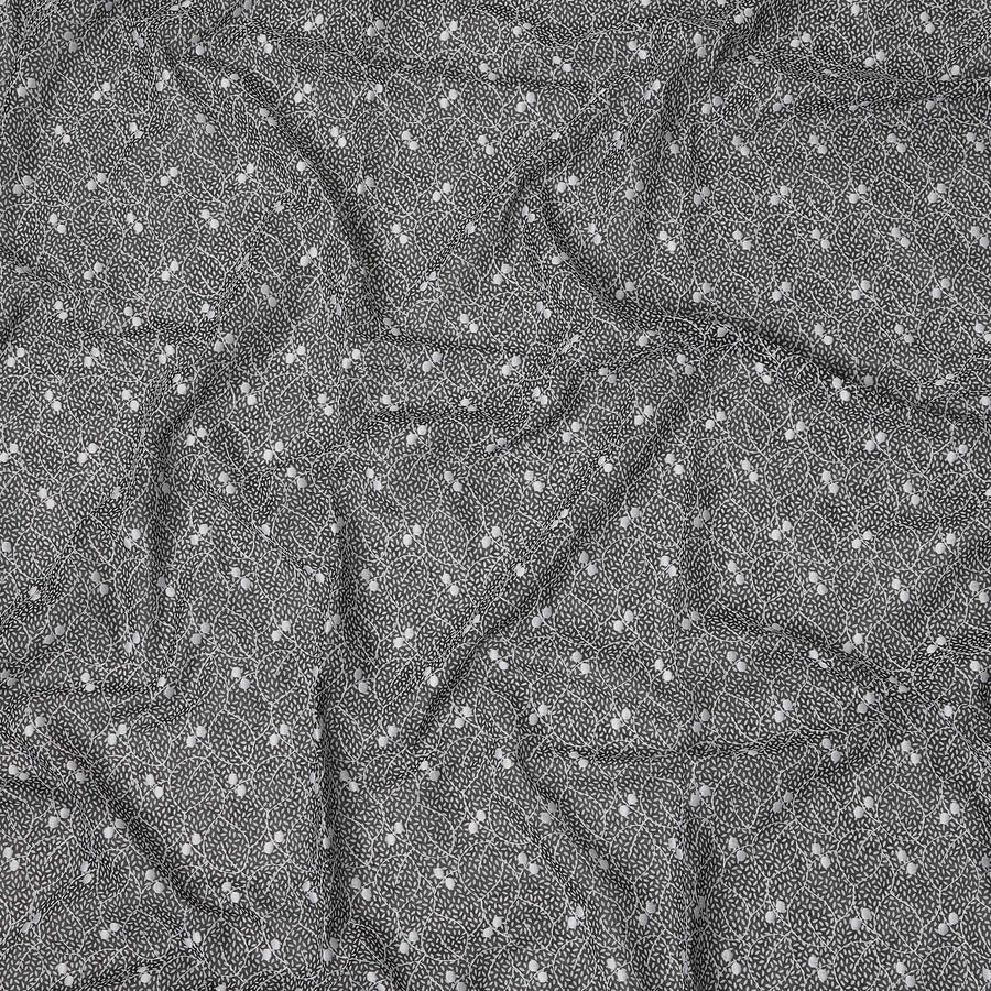 Black Traditional Sudanese Thobe Premium Swiss Cotton Voile Embroidery Fabric 4.5 Mtrs Piece, 140 Cms, Switzerland-D27028