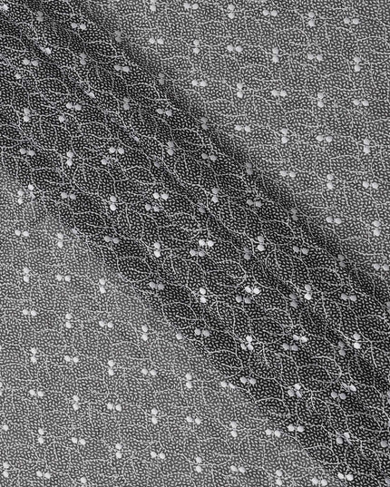 Black Traditional Sudanese Thobe Premium Swiss Cotton Voile Embroidery Fabric 4.5 Mtrs Piece, 140 Cms, Switzerland-D27028