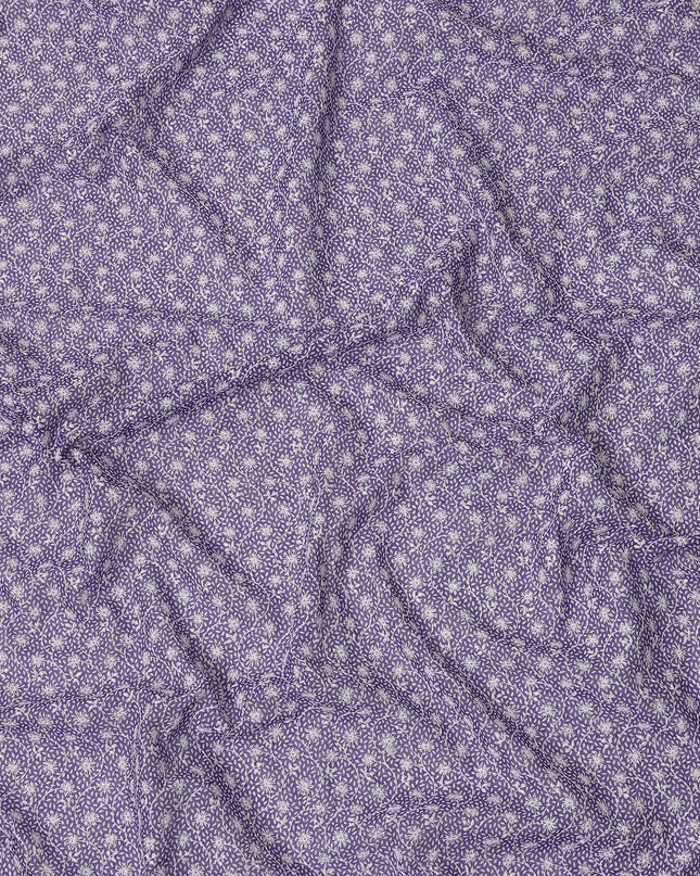 Purple Traditional Sudanese Thobe Premium Swiss Cotton Voile Embroidery Fabric 4.5 Mtrs Piece, 140 Cms, Switzerland-D27029