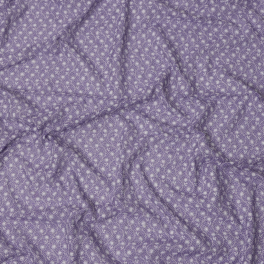 Purple Traditional Sudanese Thobe Premium Swiss Cotton Voile Embroidery Fabric 4.5 Mtrs Piece, 140 Cms, Switzerland-D27029
