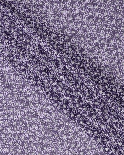 Purple Traditional Sudanese Thobe Premium Swiss Cotton Voile Embroidery Fabric 4.5 Mtrs Piece, 140 Cms, Switzerland-D27029