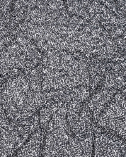 Black Traditional Sudanese Thobe Premium Swiss Cotton Voile Embroidery Fabric 4.5 Mtrs Piece, 140 Cms, Switzerland-D27030