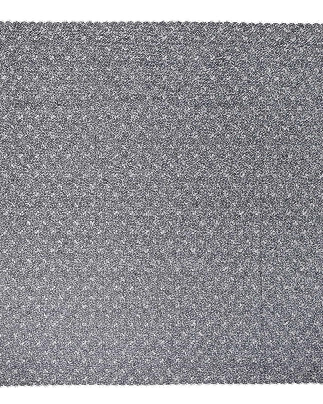 Black Traditional Sudanese Thobe Premium Swiss Cotton Voile Embroidery Fabric 4.5 Mtrs Piece, 140 Cms, Switzerland-D27030