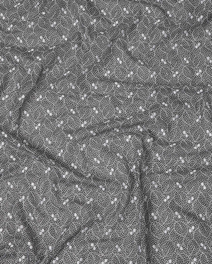 Black Traditional Sudanese Thobe Premium Swiss Cotton Voile Embroidery Fabric 4.5 Mtrs Piece, 140 Cms, Switzerland-D27032