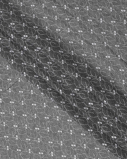 Black Traditional Sudanese Thobe Premium Swiss Cotton Voile Embroidery Fabric 4.5 Mtrs Piece, 140 Cms, Switzerland-D27032