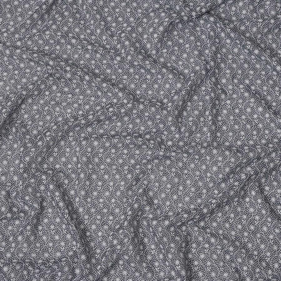 Black Traditional Sudanese Thobe Premium Swiss Cotton Voile Embroidery Fabric 4.5 Mtrs Piece, 140 Cms, Switzerland-D27033