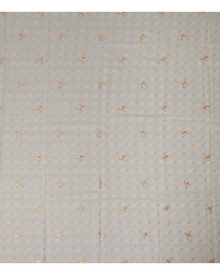 Light Grey Traditional Sudanese Thobe Fabric Pure Cotton Voile 4.5 Meters Piece Width 140 Cms Soft Breathable Ethnic Wear Material with Subtle Woven Floral Motifs Made in India-D27585