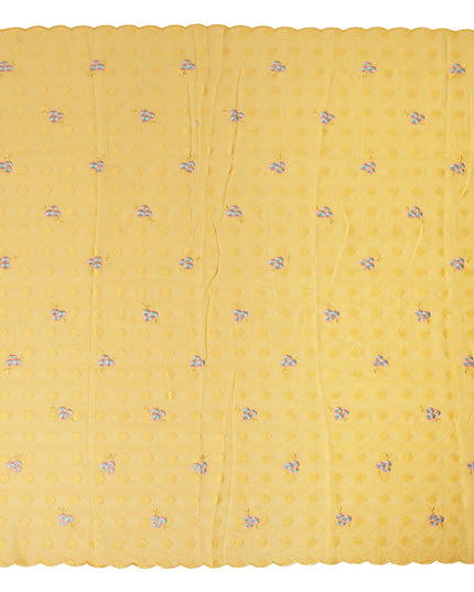 Yellow Traditional Sudanese Thobe Fabric Pure Cotton Voile 4.5 Meters Piece Width 140 Cms Soft Breathable Ethnic Wear Material with Elegant Woven Floral Motifs Made in India-D27586 Regal Fabrics