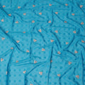 Turquoise Blue Traditional Sudanese Thobe Fabric Pure Cotton Voile 4.5 Meters Piece Width 140 Cms Soft Breathable Ethnic Wear Material with Elegant Woven Floral Motifs Made in India-D27589