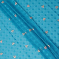 Turquoise Blue Traditional Sudanese Thobe Fabric Pure Cotton Voile 4.5 Meters Piece Width 140 Cms Soft Breathable Ethnic Wear Material with Elegant Woven Floral Motifs Made in India-D27589
