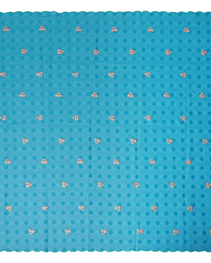 Turquoise Blue Traditional Sudanese Thobe Fabric Pure Cotton Voile 4.5 Meters Piece Width 140 Cms Soft Breathable Ethnic Wear Material with Elegant Woven Floral Motifs Made in India-D27589