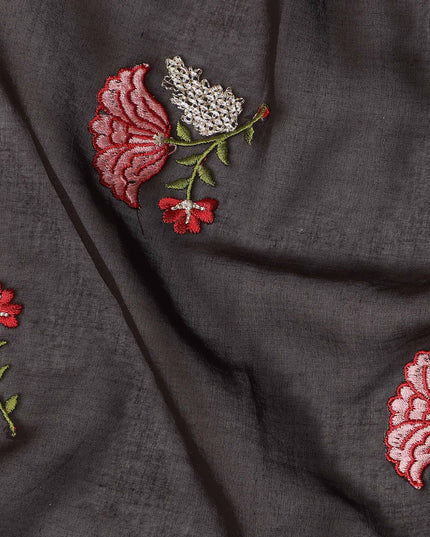 Dark Brown Traditional Sudanese Thobe Fabric Pure Cotton Voile 4.5 Meters Piece Width 140 Cms Soft Breathable Ethnic Wear Material with Elegant Woven Floral Motifs Made in India-D27590