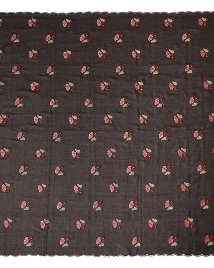 Dark Brown Traditional Sudanese Thobe Fabric Pure Cotton Voile 4.5 Meters Piece Width 140 Cms Soft Breathable Ethnic Wear Material with Elegant Woven Floral Motifs Made in India-D27590
