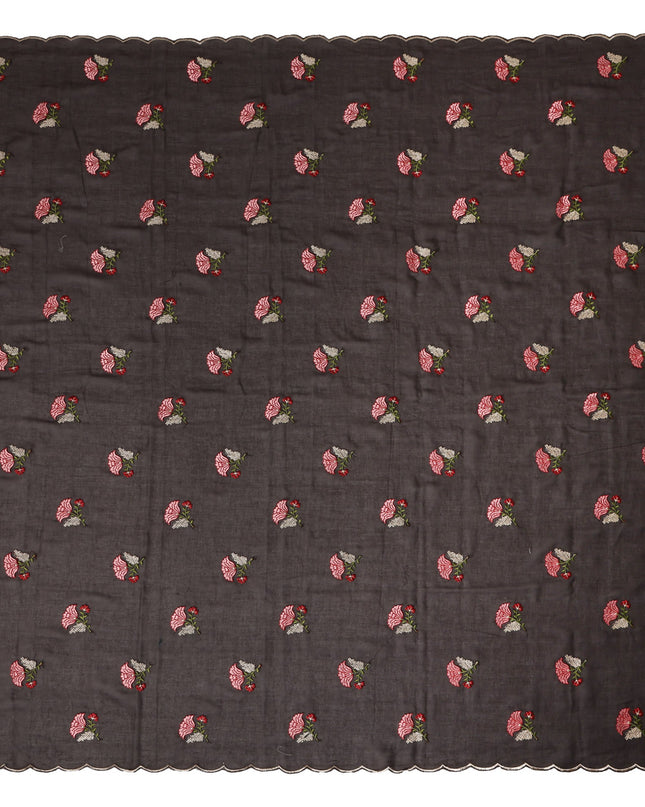 Dark Brown Traditional Sudanese Thobe Fabric Pure Cotton Voile 4.5 Meters Piece Width 140 Cms Soft Breathable Ethnic Wear Material with Elegant Woven Floral Motifs Made in India-D27590