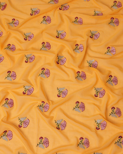 Mustard Yellow Traditional Sudanese Thobe Fabric Pure Cotton Voile 4.5 Meters Piece Width 140 Cms Soft Breathable Ethnic Wear Material with Elegant Woven Floral Motifs Made in India-D27591