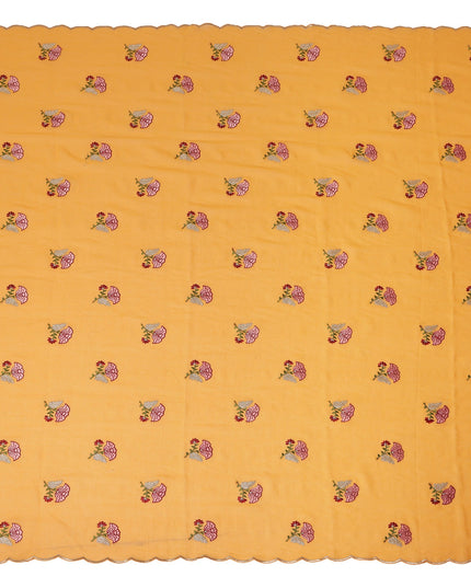 Mustard Yellow Traditional Sudanese Thobe Fabric Pure Cotton Voile 4.5 Meters Piece Width 140 Cms Soft Breathable Ethnic Wear Material with Elegant Woven Floral Motifs Made in India-D27591