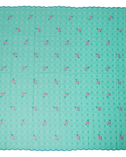 Mint Green Traditional Sudanese Thobe Fabric Pure Cotton Voile 4.5 Meters Piece Width 140 Cms Soft Breathable Ethnic Wear Material with Elegant Woven Floral Motifs Made in India-D27592