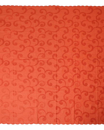 Coral Orange Traditional Sudanese Thobe Fabric Pure Cotton Voile 4.5 Meters Piece Width 140 Cms Soft Breathable Ethnic Wear Material with Elegant Woven Swirl Motifs Made in India-D27593 Regal Fabrics