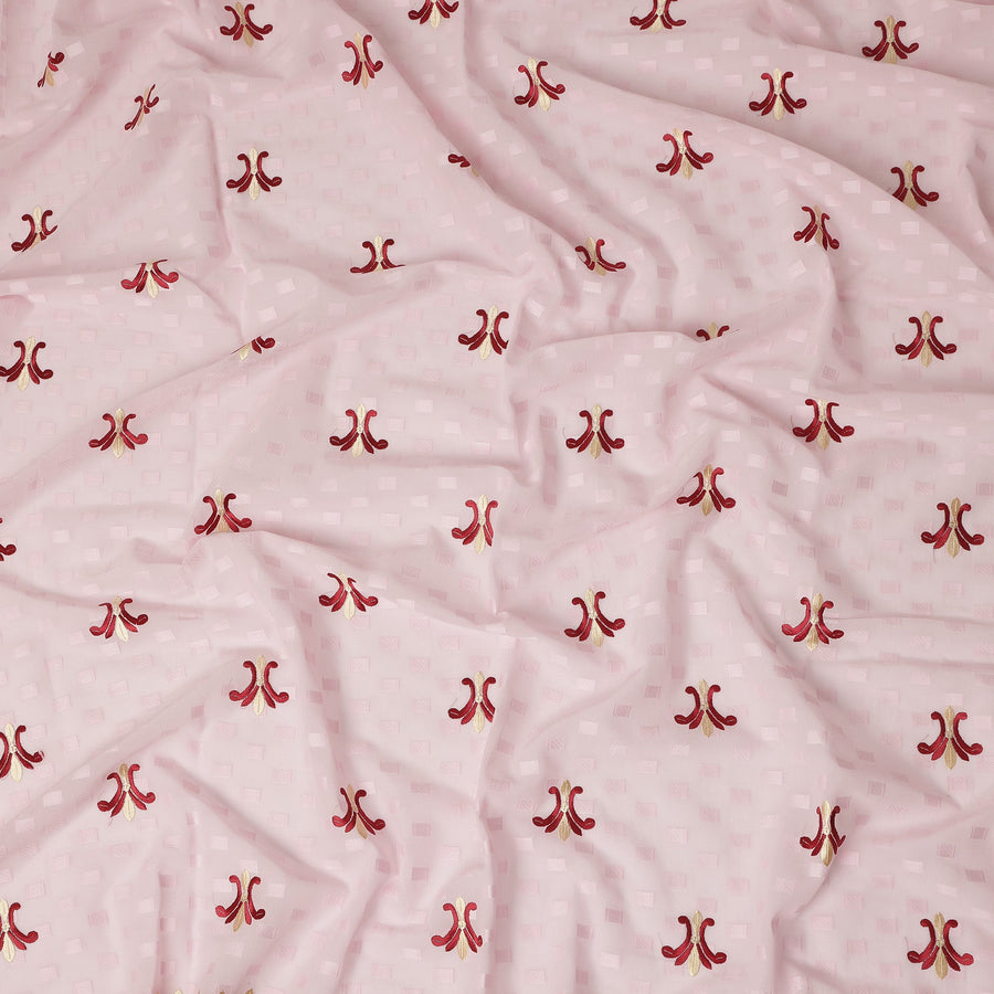 Light Pink Traditional Sudanese Thobe Fabric Pure Cotton Voile 4.5 Meters Piece Width 140 Cms Soft Lightweight Breathable Ethnic Wear Material with Subtle Embroidered Motifs Made in India-D27613