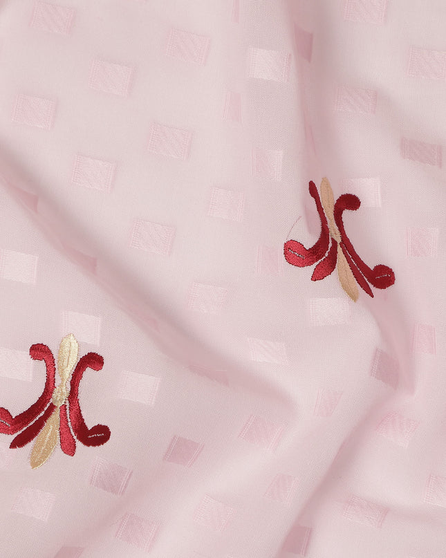 Light Pink Traditional Sudanese Thobe Fabric Pure Cotton Voile 4.5 Meters Piece Width 140 Cms Soft Lightweight Breathable Ethnic Wear Material with Subtle Embroidered Motifs Made in India-D27613