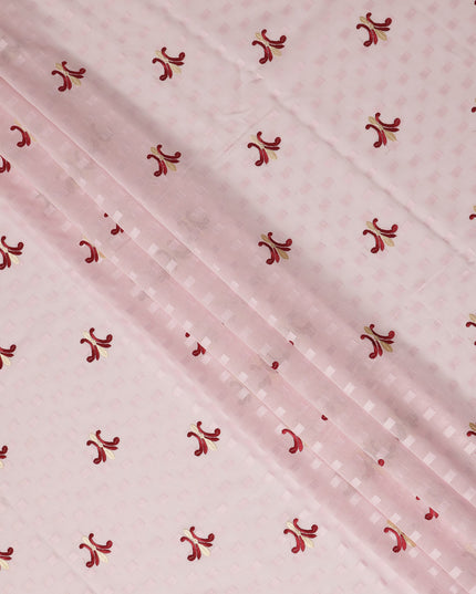 Light Pink Traditional Sudanese Thobe Fabric Pure Cotton Voile 4.5 Meters Piece Width 140 Cms Soft Lightweight Breathable Ethnic Wear Material with Subtle Embroidered Motifs Made in India-D27613