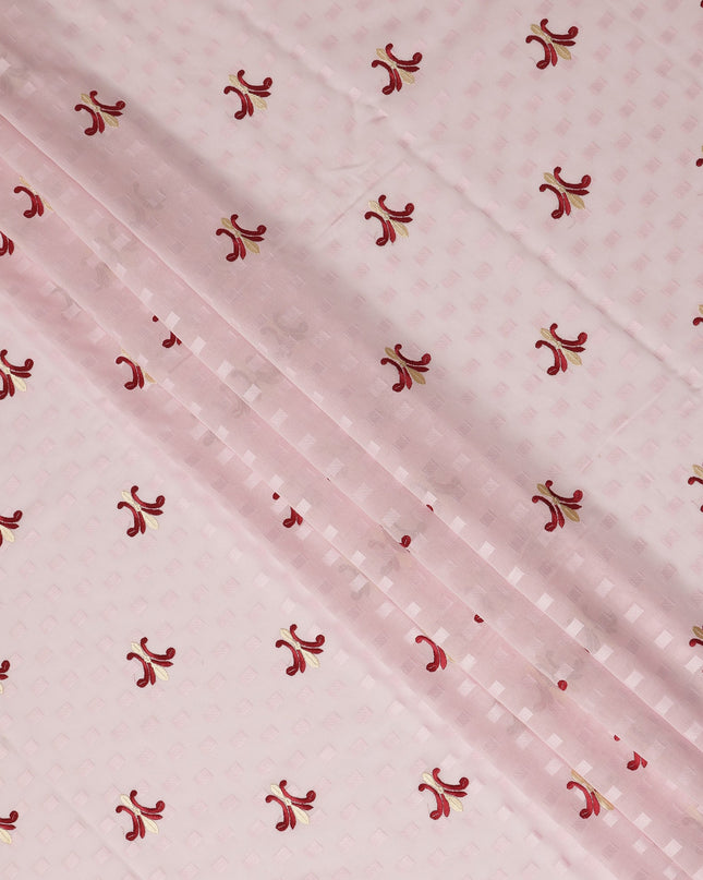 Light Pink Traditional Sudanese Thobe Fabric Pure Cotton Voile 4.5 Meters Piece Width 140 Cms Soft Lightweight Breathable Ethnic Wear Material with Subtle Embroidered Motifs Made in India-D27613