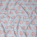 Light Blue Floral Embroidered Cotton Voile Fabric Soft Lightweight Breathable Pink Flower Embroidery Dressmaking Sewing Apparel Fabric 110 Cms Width Made In India-D28406