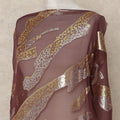 Brown Abstract Silk Chiffon Dirac With Metallic Lurex