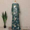 Teal Green Floral Silk Chiffon Dirac With Metallic Lurex