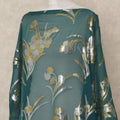 Teal Green Floral Silk Chiffon Dirac With Metallic Lurex