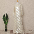 White Silver Stripe Silk Chiffon Dirac With Metallic Lurex