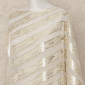 White Silver Stripe Silk Chiffon Dirac With Metallic Lurex