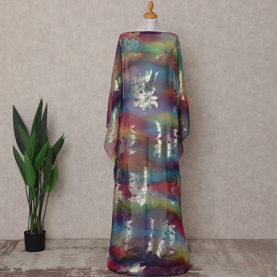 Multicolor Bouquet Silk Chiffon Dirac 3.5 Meter Piece
