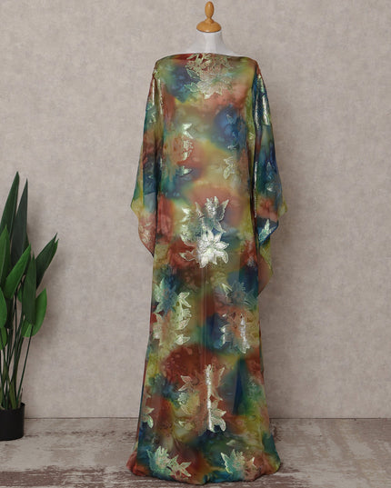 Multicolor Floral Silk Chiffon Dirac 3.5 Meter Piece