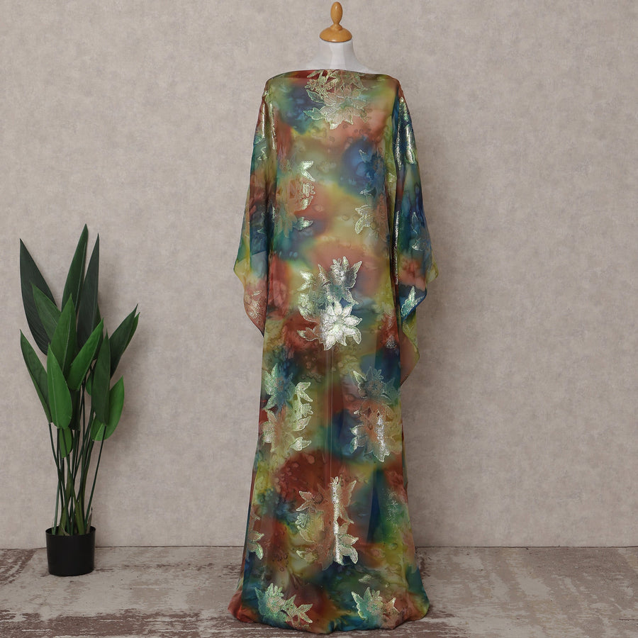 Multicolor Floral Silk Chiffon Dirac 3.5 Meter Piece