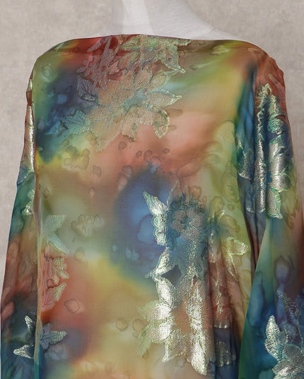 Multicolor Floral Silk Chiffon Dirac 3.5 Meter Piece