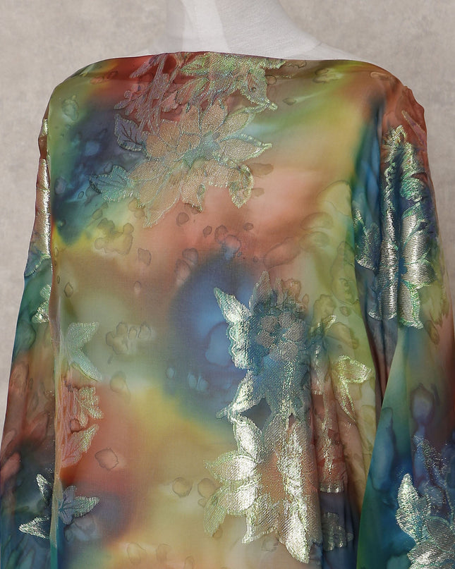Multicolor Floral Silk Chiffon Dirac 3.5 Meter Piece