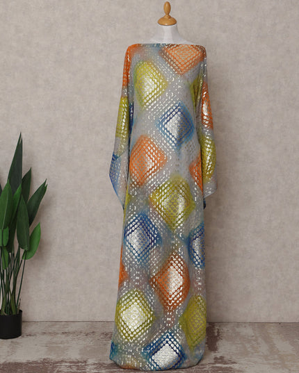 Multicolor Geometric Silk Chiffon Dirac 3.5 Meter