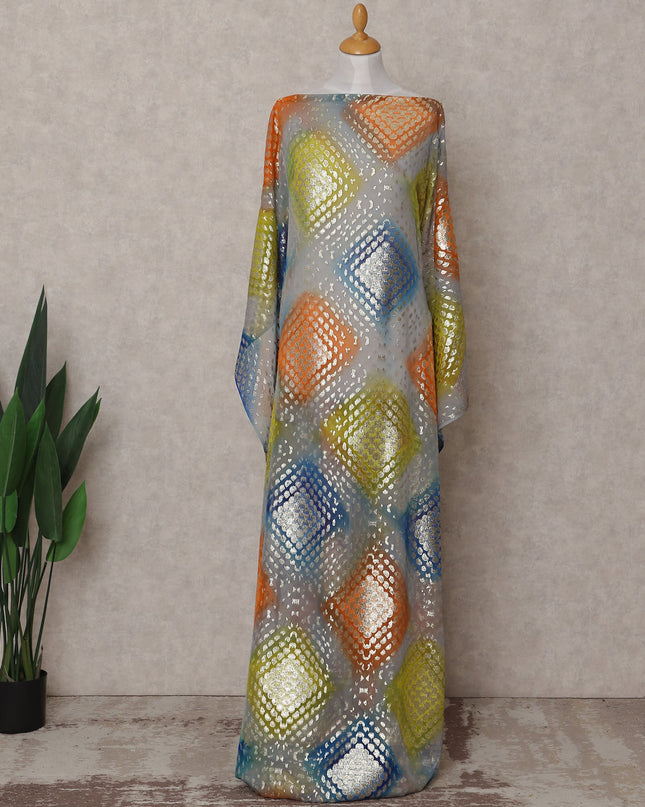 Multicolor Geometric Silk Chiffon Dirac 3.5 Meter