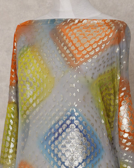 Multicolor Geometric Silk Chiffon Dirac 3.5 Meter