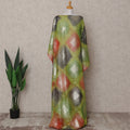 Green Geometric Silk Chiffon Dirac 3.5 Meter Piece