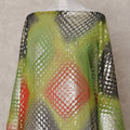 Green Geometric Silk Chiffon Dirac 3.5 Meter Piece