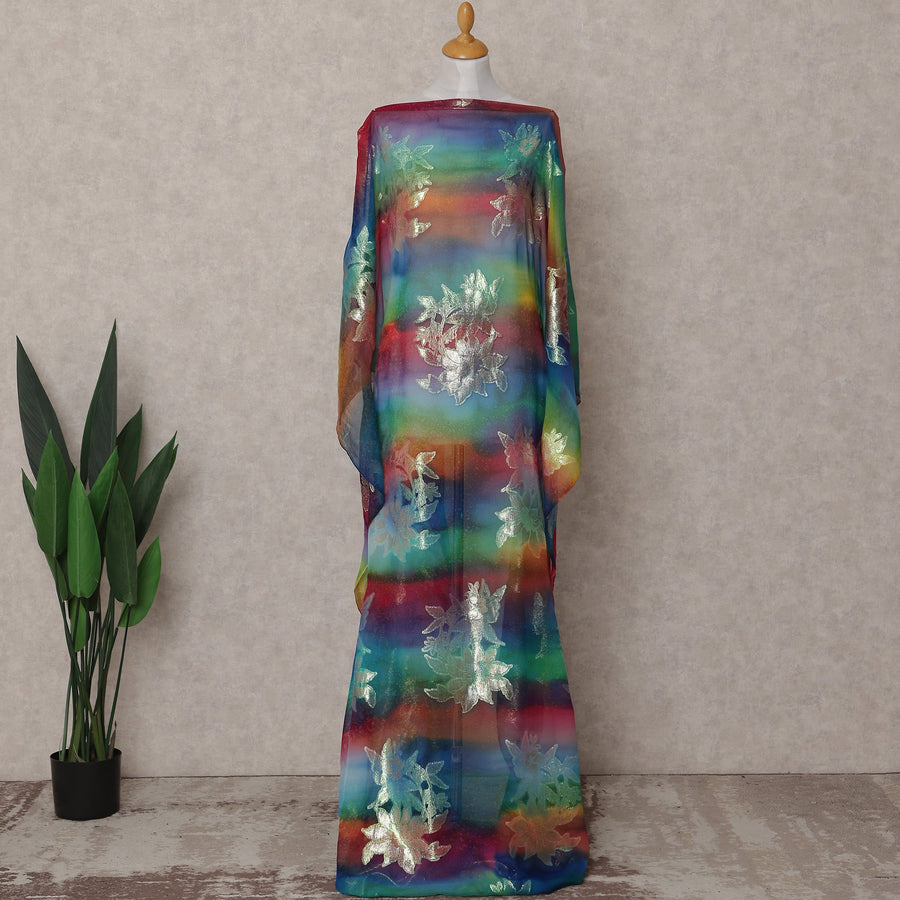 Multicolor Bouquet Silk Chiffon Dirac 3.5 Meter Piece