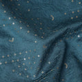 Teal Blue Dot Embroidered Tussar Silk Fabric 110cm