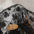 Onyx Black French Chantilly Lace Saree